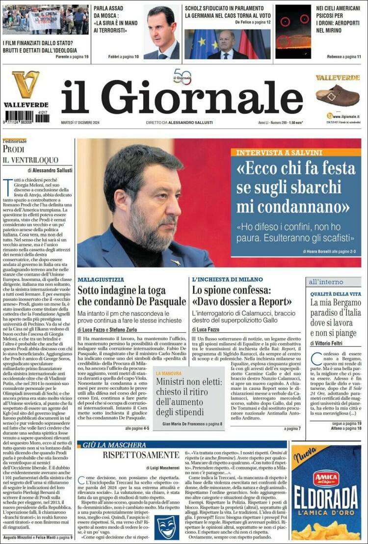 Portada de il Giornale (Italia)