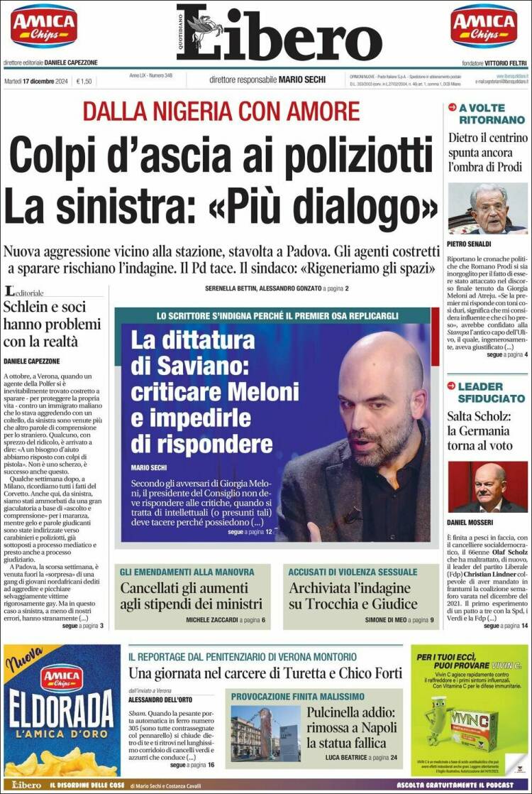 Portada de Libero (Italie)