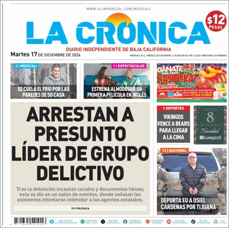 Portada de La Crónica de Baja California (México)