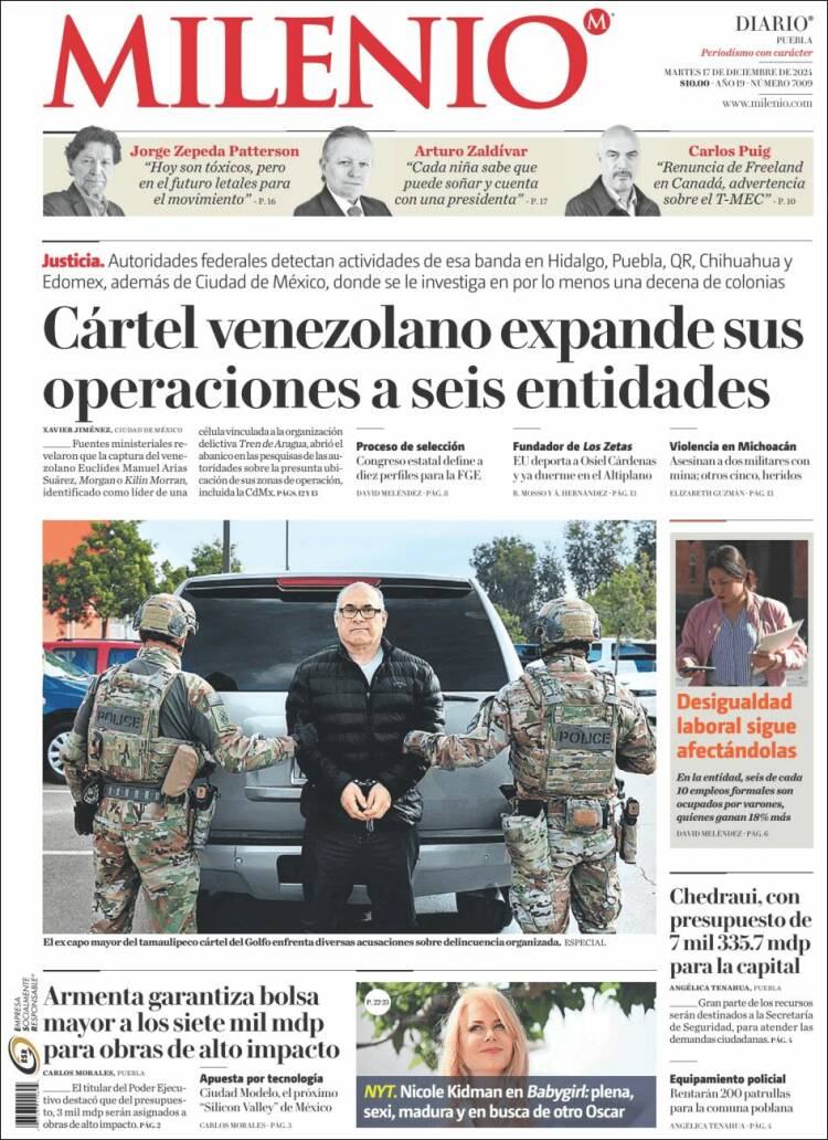 Portada de Milenio de Puebla (México)