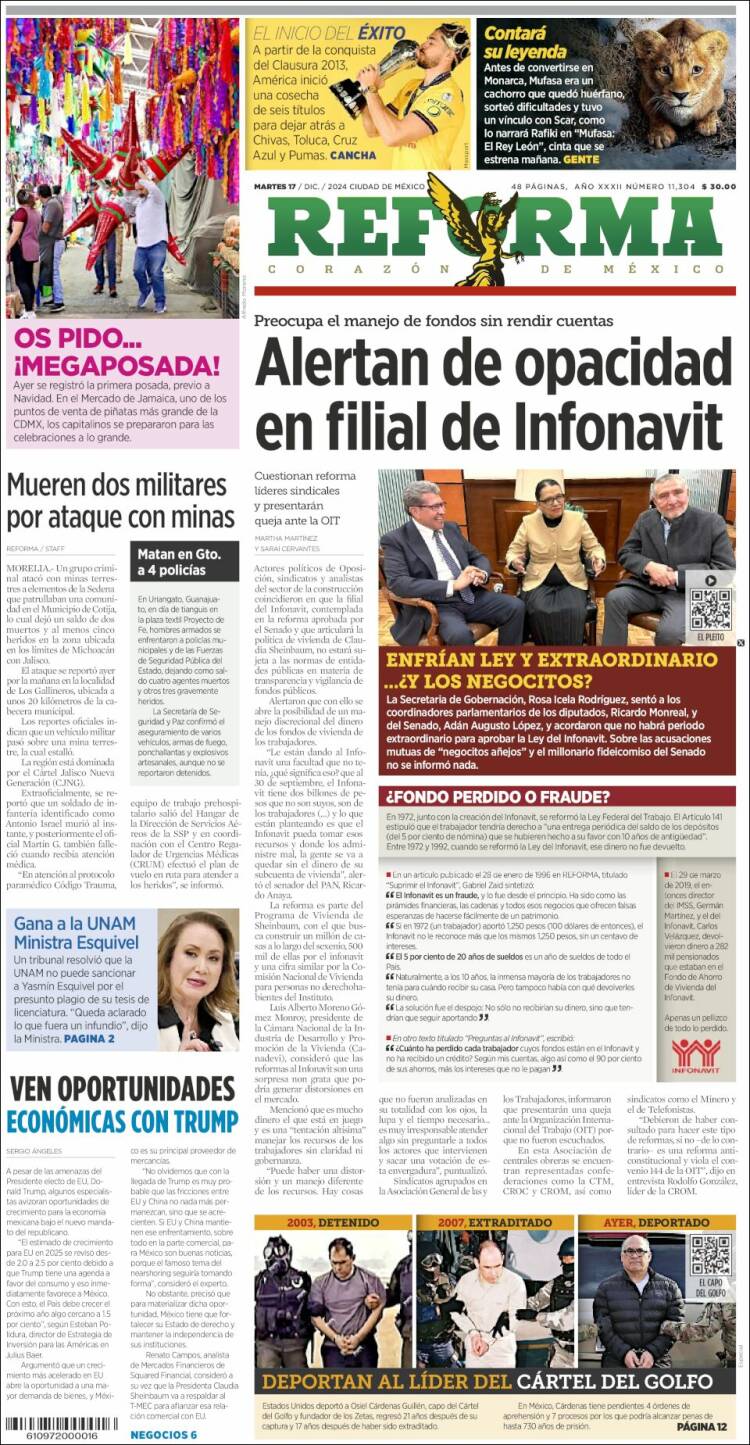 Portada de Reforma (México)