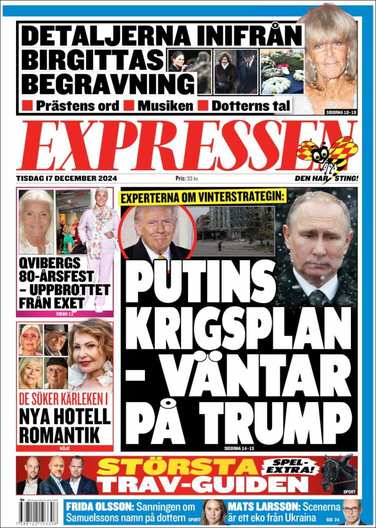 Portada de Expressen (Suecia)