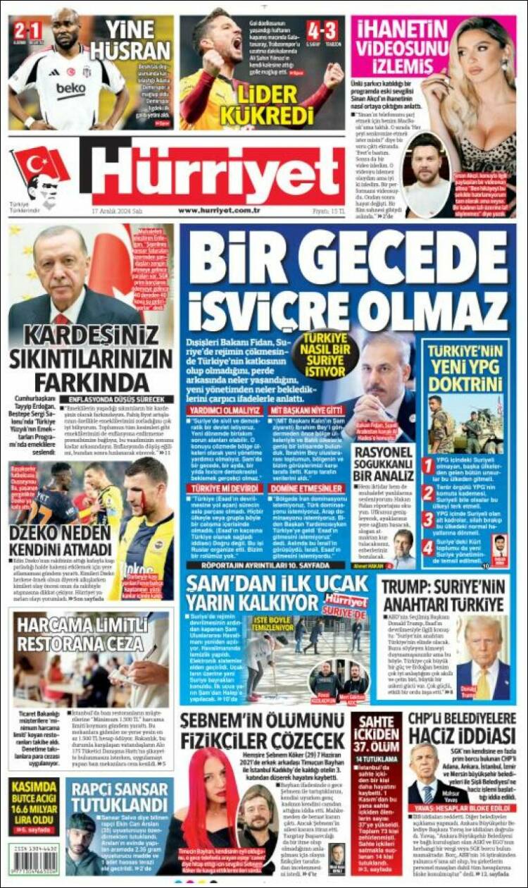 Portada de Hürriyet (Turqu&iacute;a)