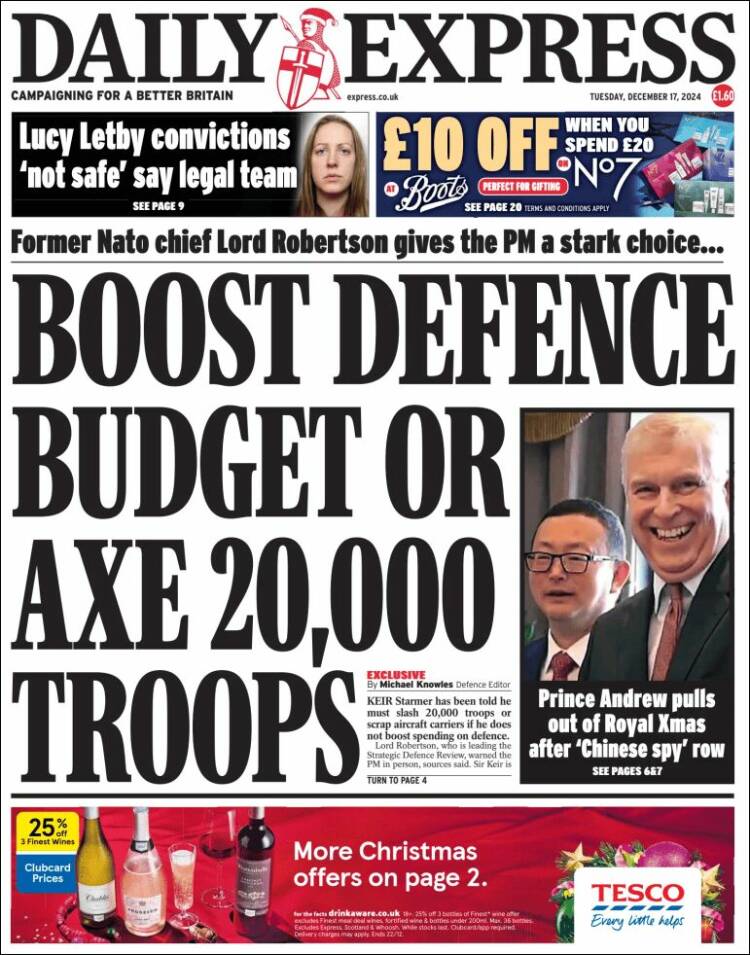 Portada de Daily Express (Reino Unido)