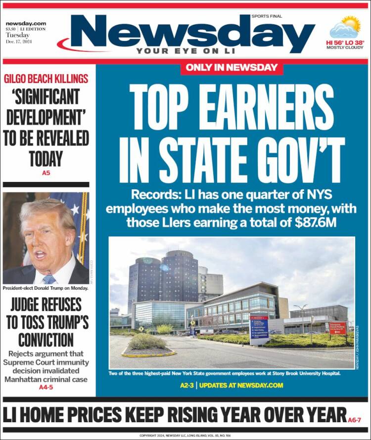 Portada de Newsday (USA)