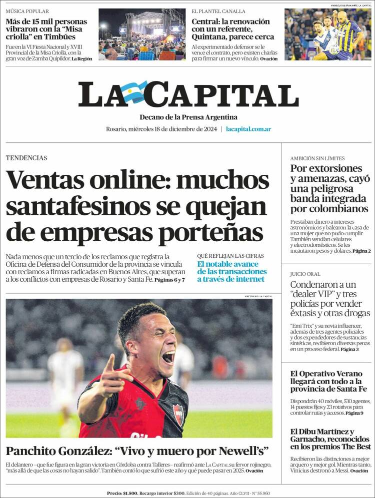 Portada de La Capital - Rosario (Argentina)