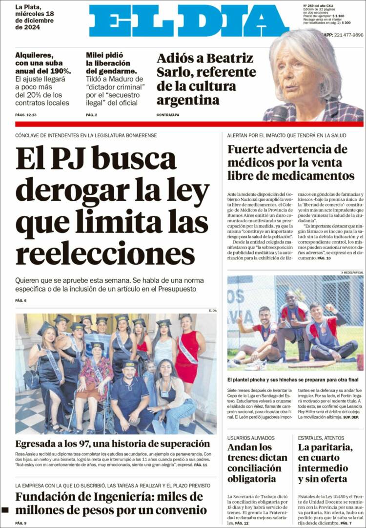 Portada de El Día de la Plata (Argentina)