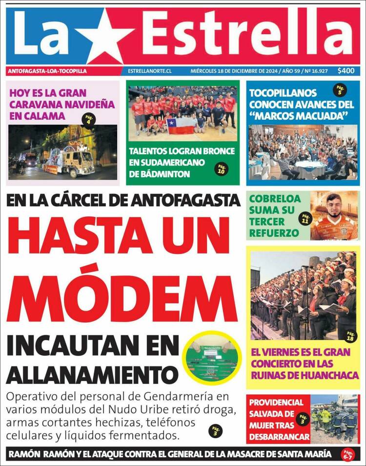 Portada de La Estrella del Norte (Chile)