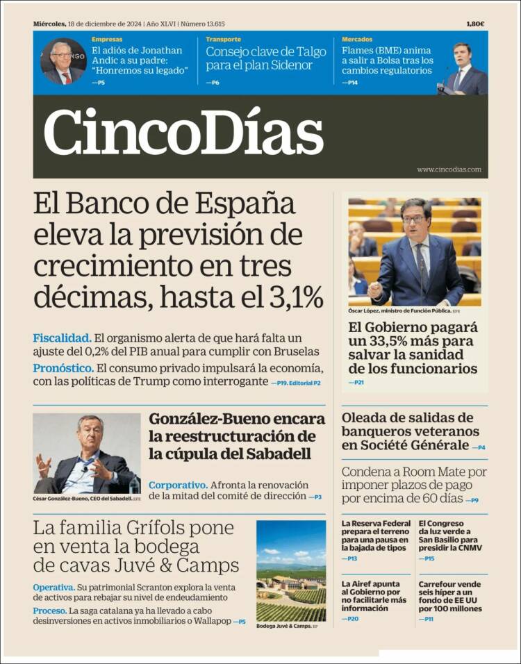 Portada de Cinco Días (Espa&ntilde;a)