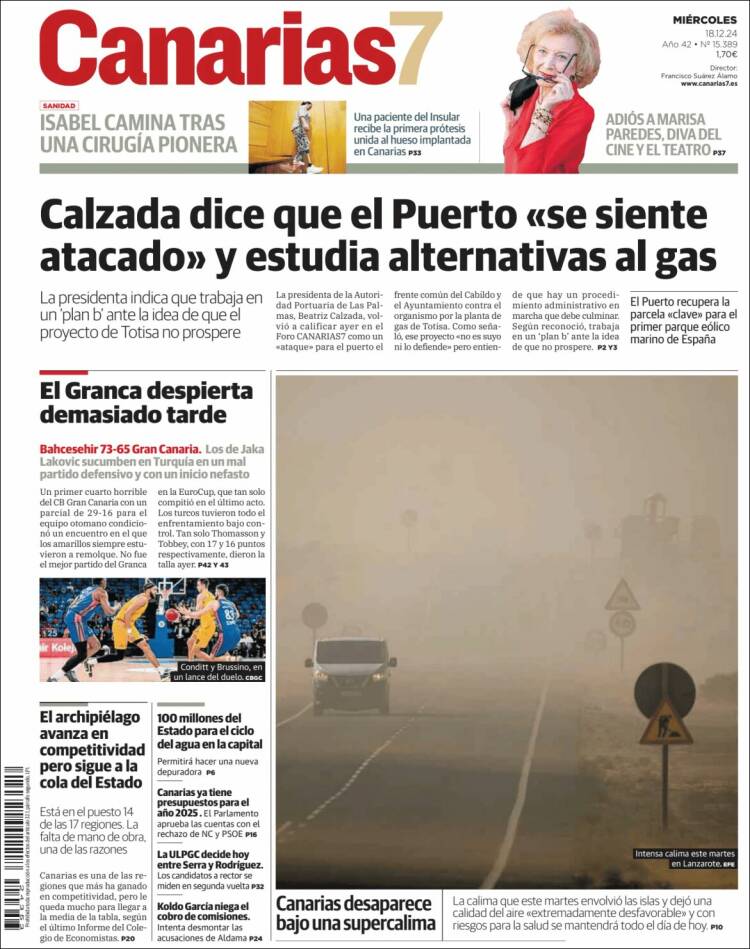 Portada de Canarias 7 (España)