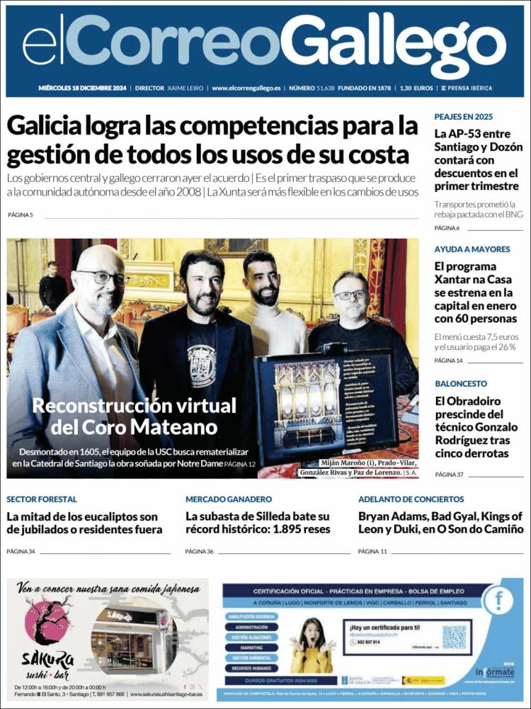 Portada de El Correo Gallego (España)