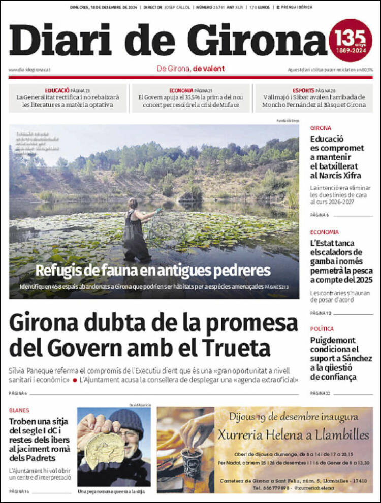 Portada de Diari de Girona (España)