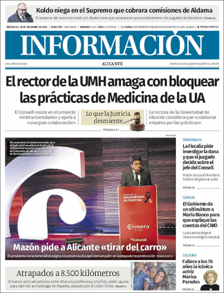 Portada de Diario Información (España)