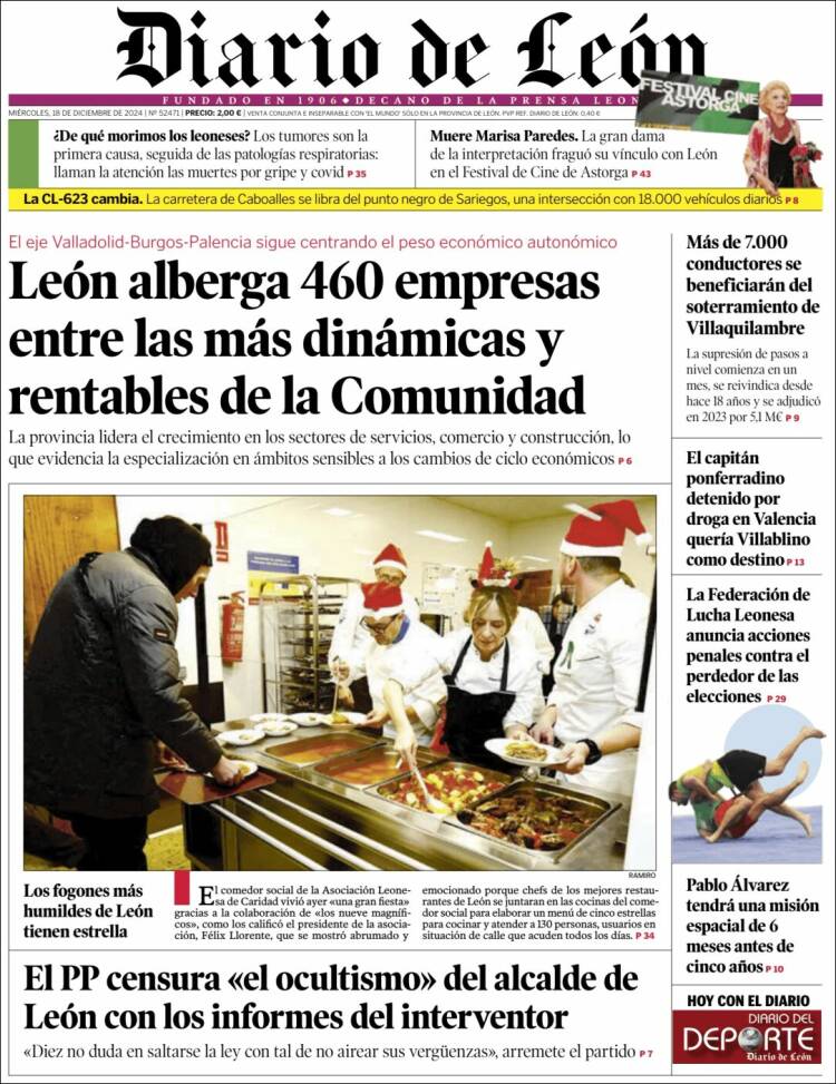 Portada de Diario de León (España)