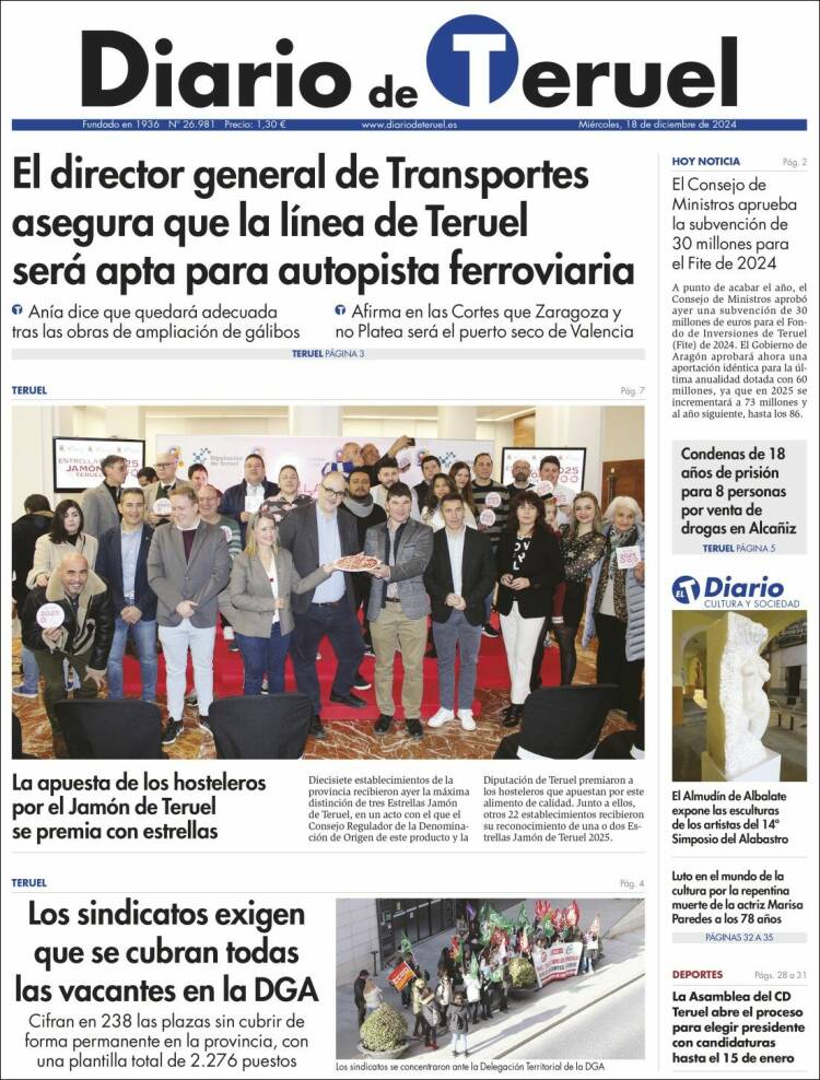 Portada de Diario de Teruel (España)