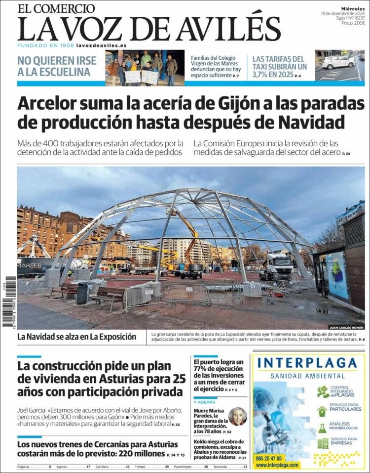 Portada de El Comercio - Avilés (España)