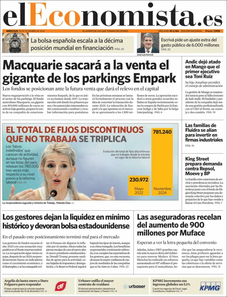 Portada de El Economista (Espa&ntilde;a)