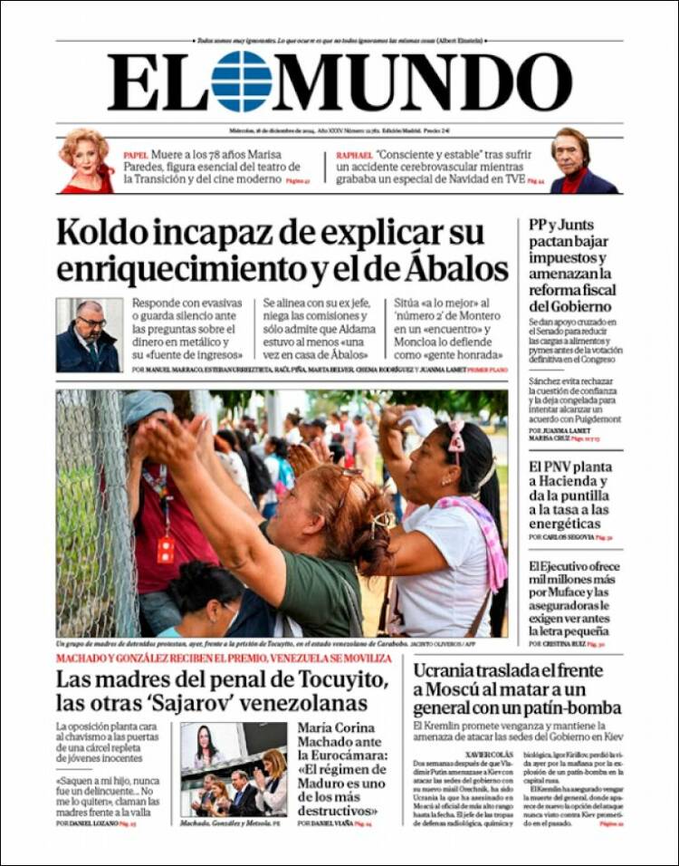 Portada de El Mundo (España)