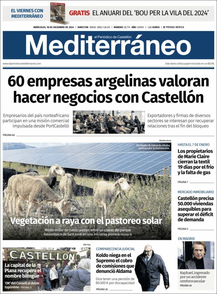 Portada de El Periódico Mediterraneo (España)