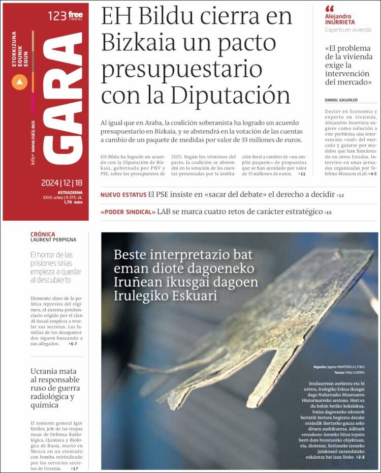 Portada de Gara (España)