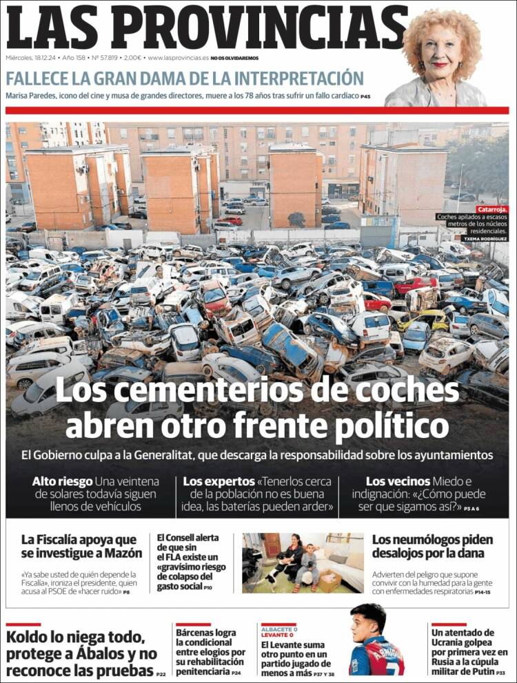 Portada de Las Provincias (España)