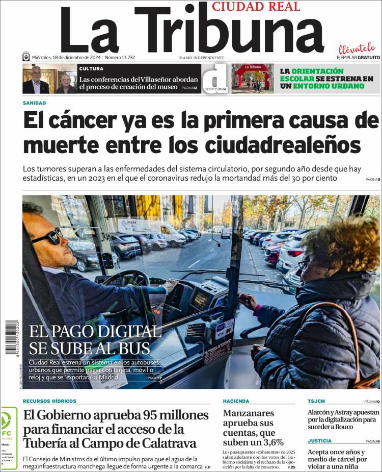 Portada de La Tribuna de Ciudad Real (España)