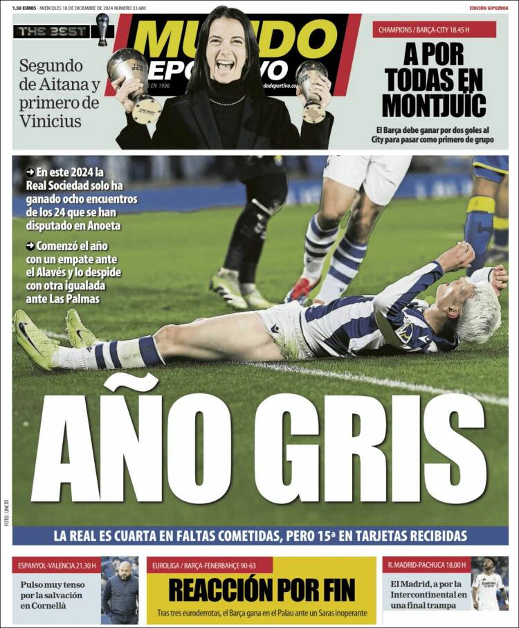 Portada de Mundo Deportivo Gipuzkoa (España)