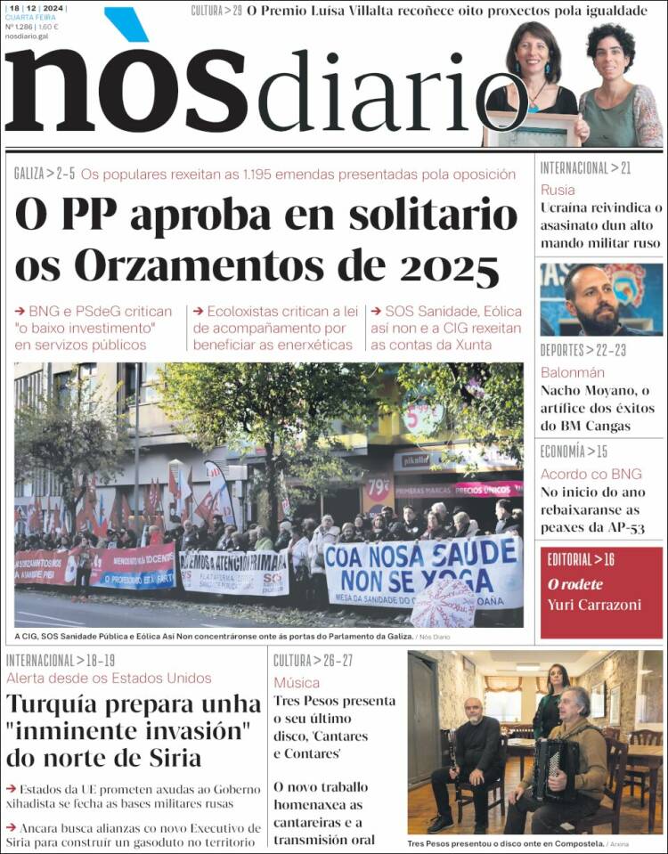 Portada de Nòs Diario (España)