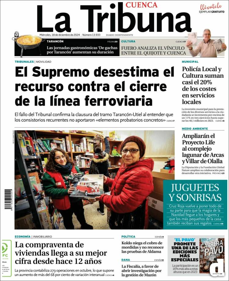 Portada de La Tribuna de Cuenca (España)