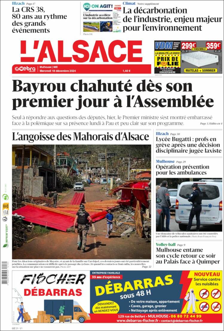 Portada de Journal L'Alsace (Francia)