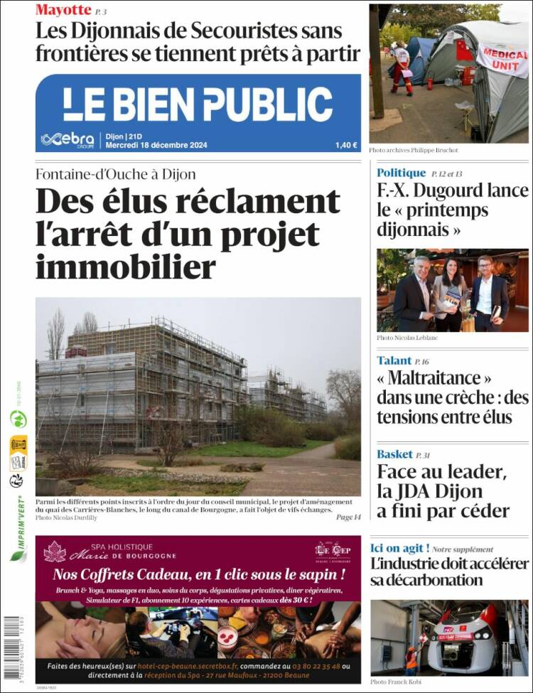 Portada de Le Bien Public (Francia)