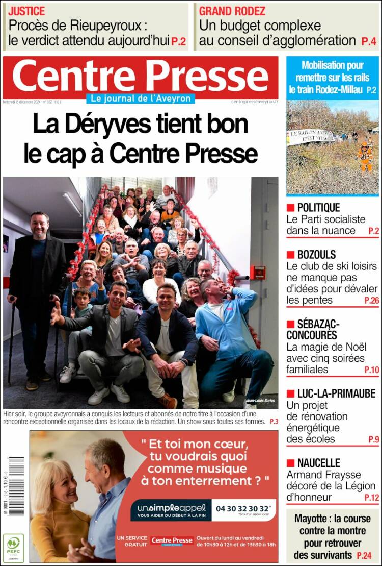 Portada de Centre Presse (Francia)