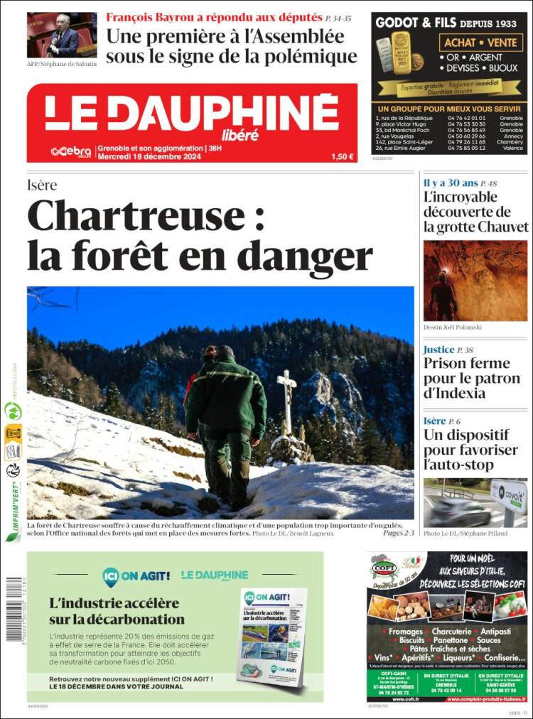 Portada de Le Dauphiné Libéré (Francia)