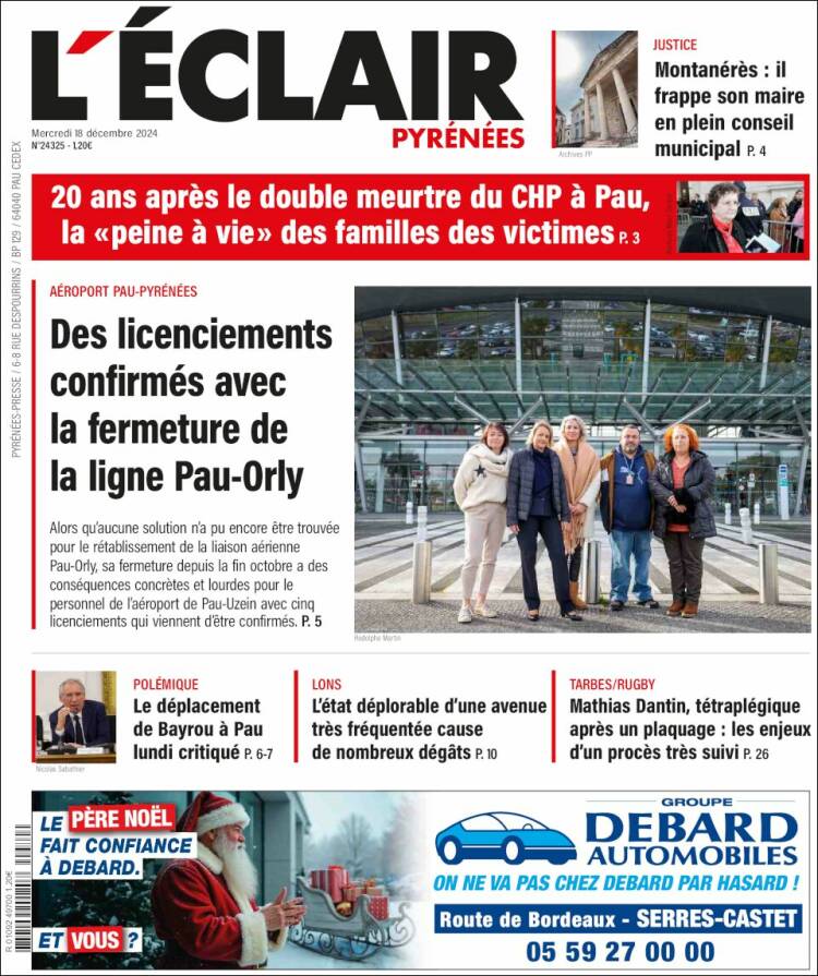 Portada de L'Eclair des Pyrénées (Francia)