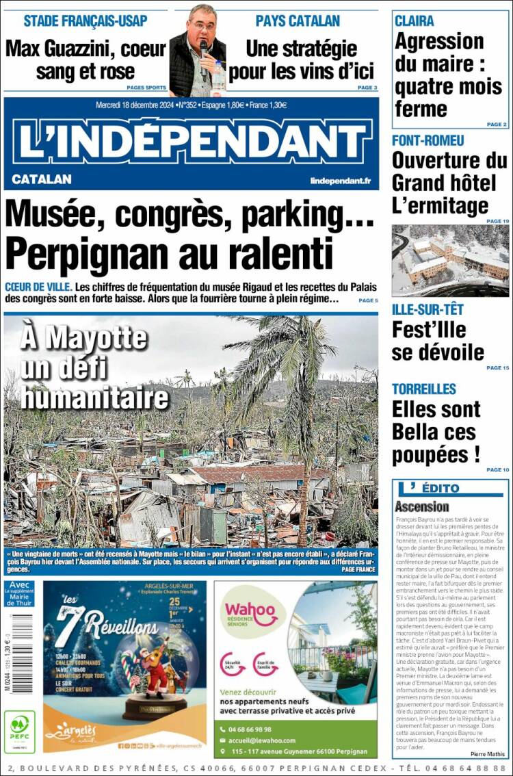 Portada de Le Indépendant (Francia)