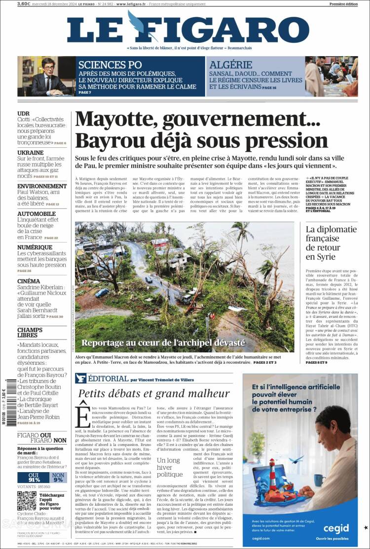 Portada de Le Figaro (Francia)