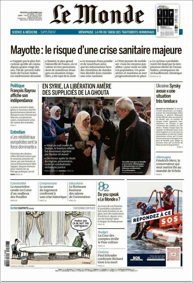 Portada de Le Monde (Francia)