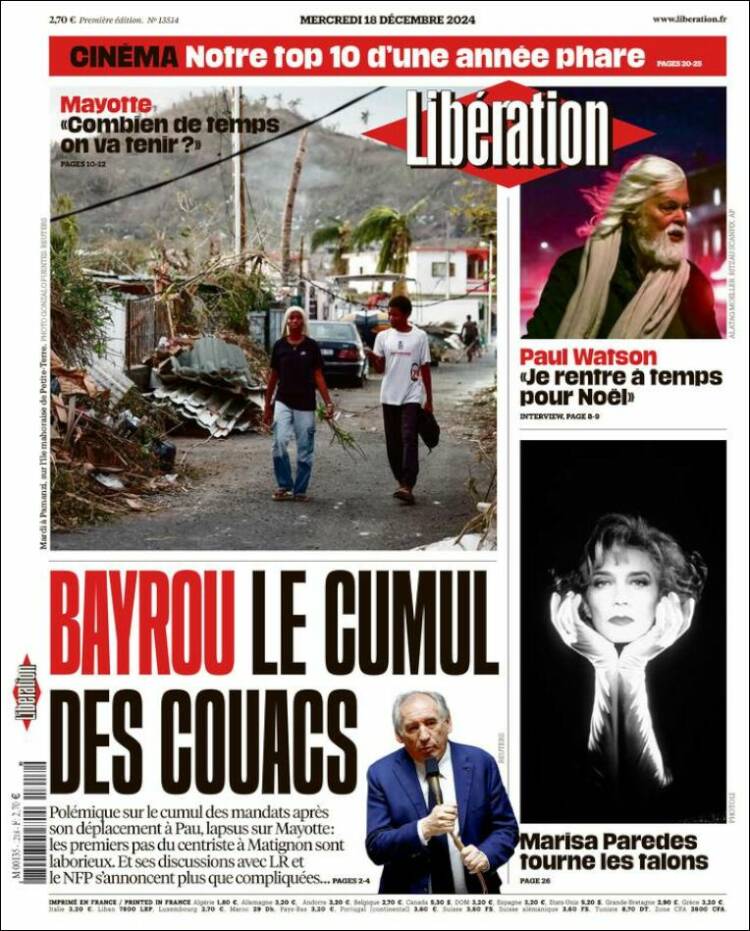 Portada de Libération (Francia)