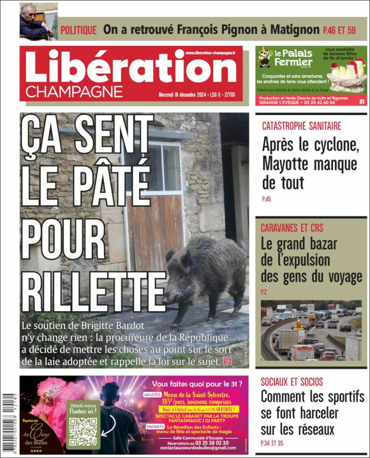 Portada de Libération Champagne (Francia)