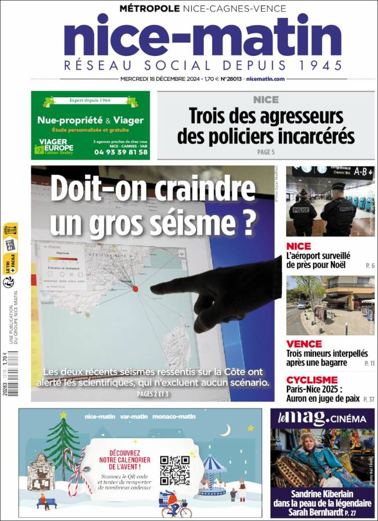 Portada de Nice-Matin (Francia)