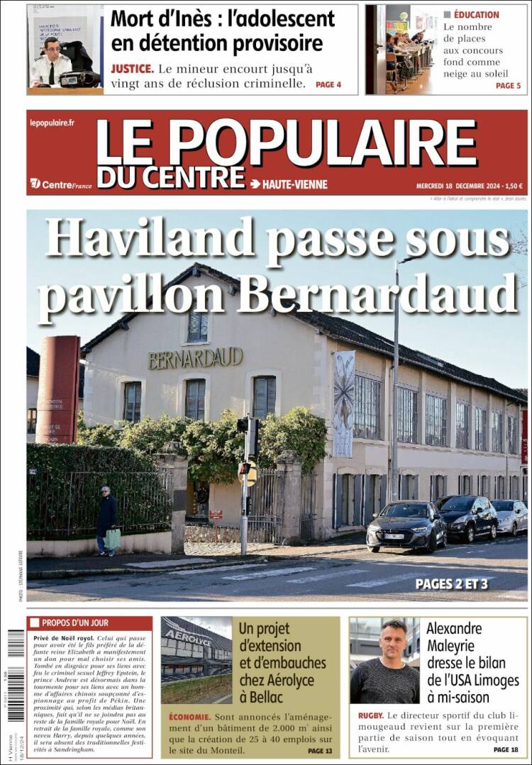 Portada de Le Populaire du Centre (Francia)