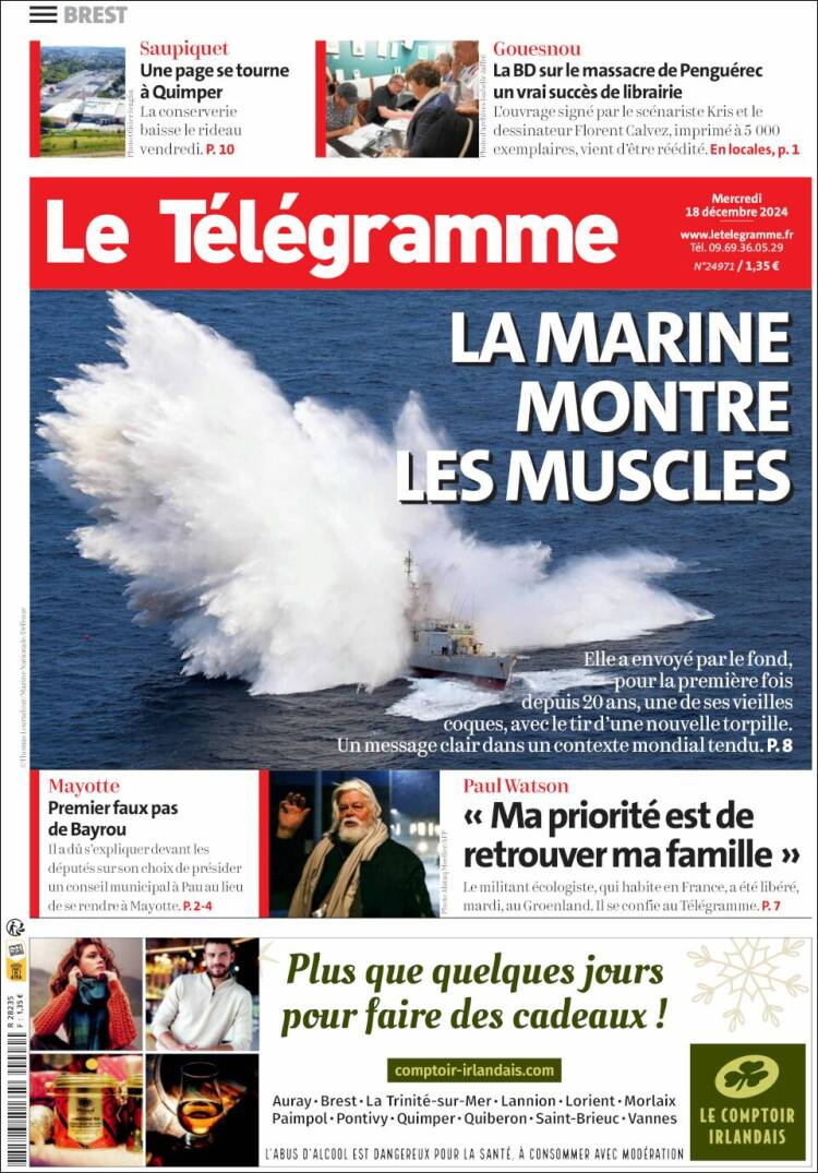 Portada de Télégramme (Francia)