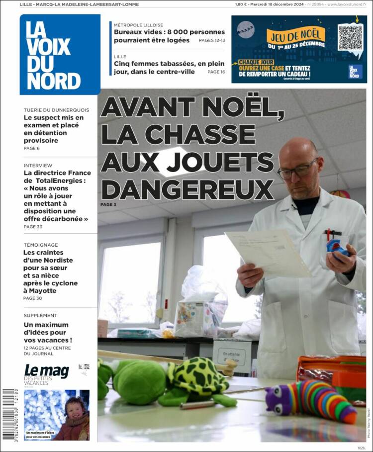 Portada de La Voix du Nord (Francia)