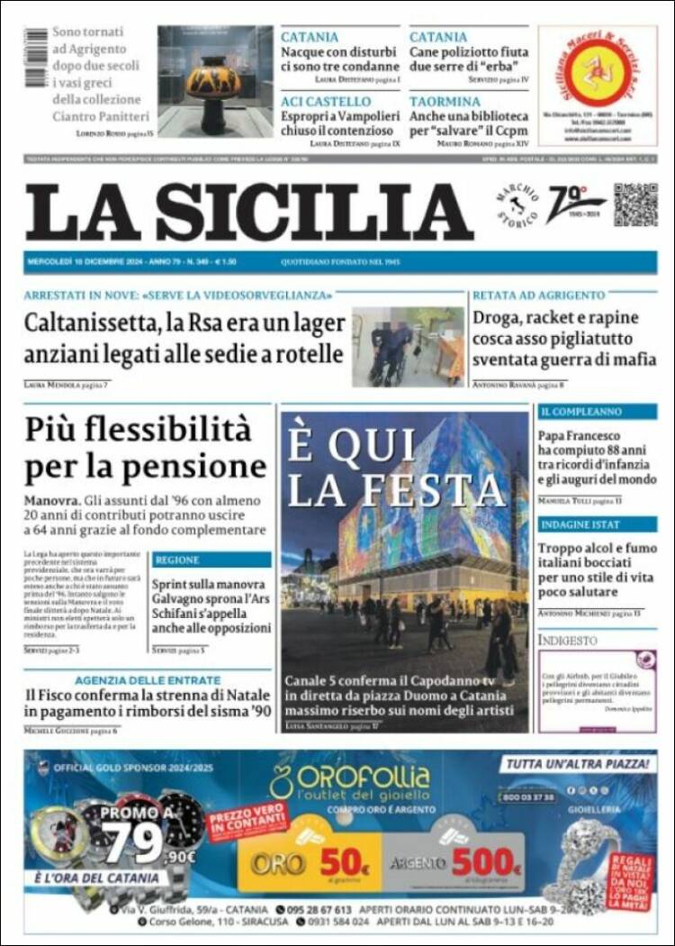 Portada de La Sicilia (Italia)