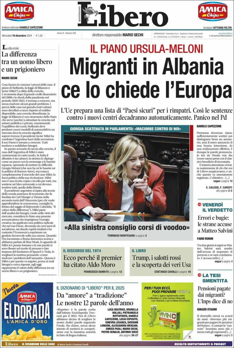 Portada de Libero (Italia)