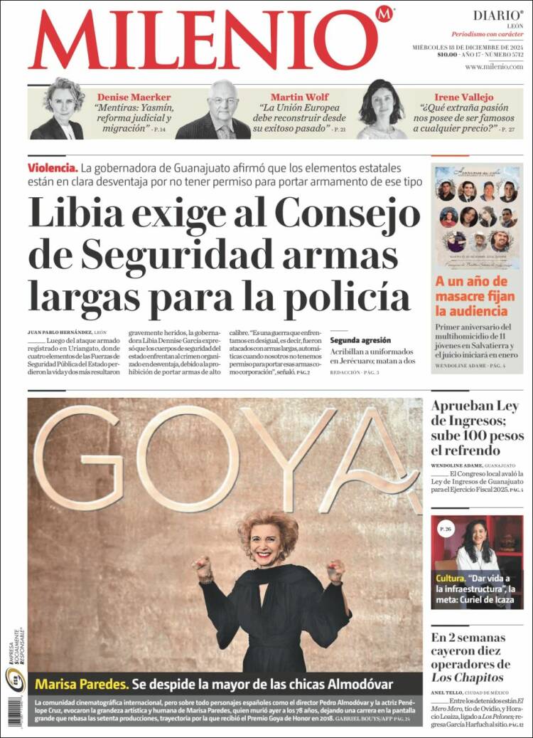 Portada de Milenio de León (México)