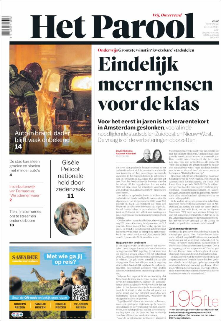 Portada de Het Parool (Pa&iacute;ses Bajos)