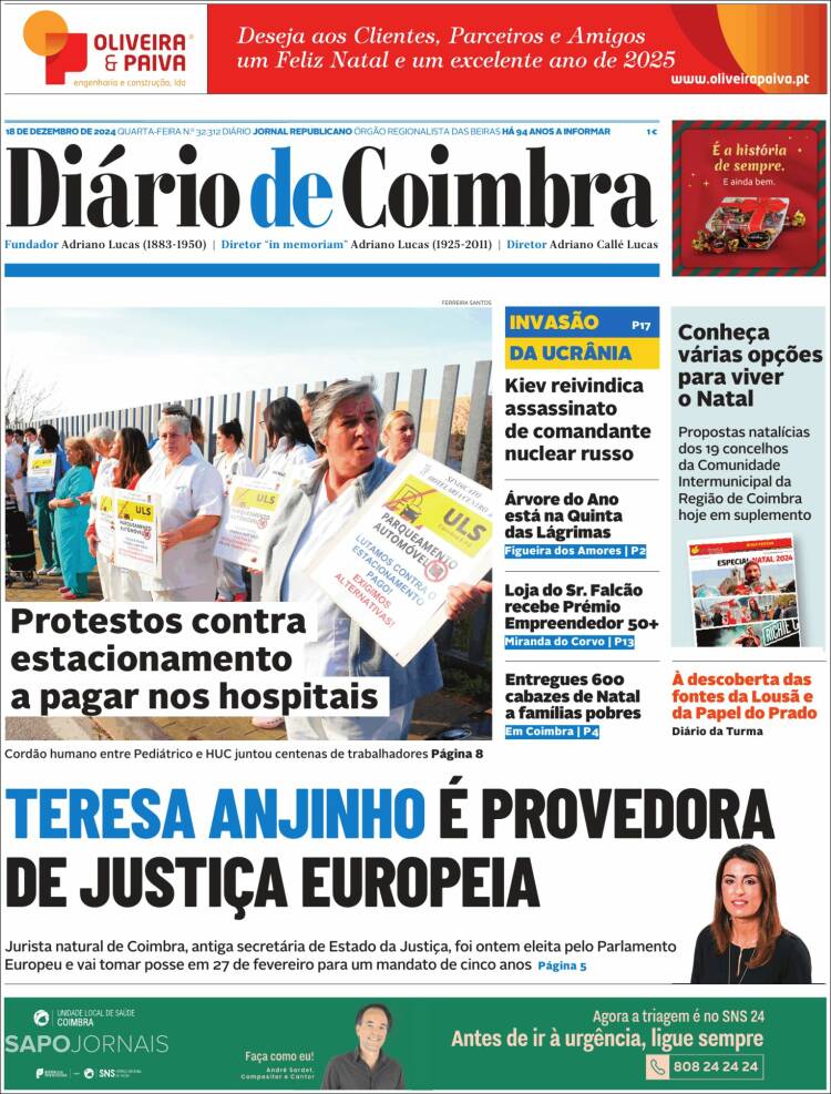 Portada de Diário de Coimbra (Portugal)