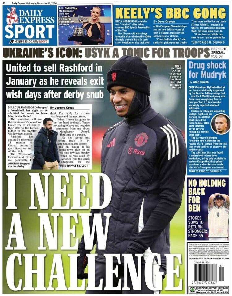 Portada de Express Sport (Reino Unido)