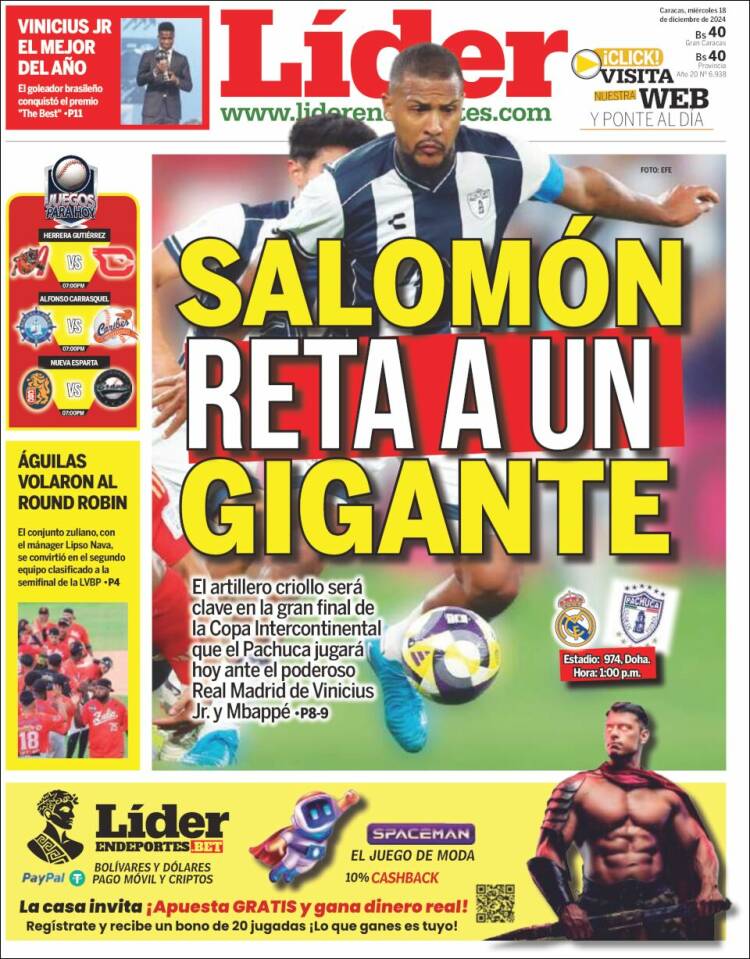 Portada de Lider en deportes (Venezuela)